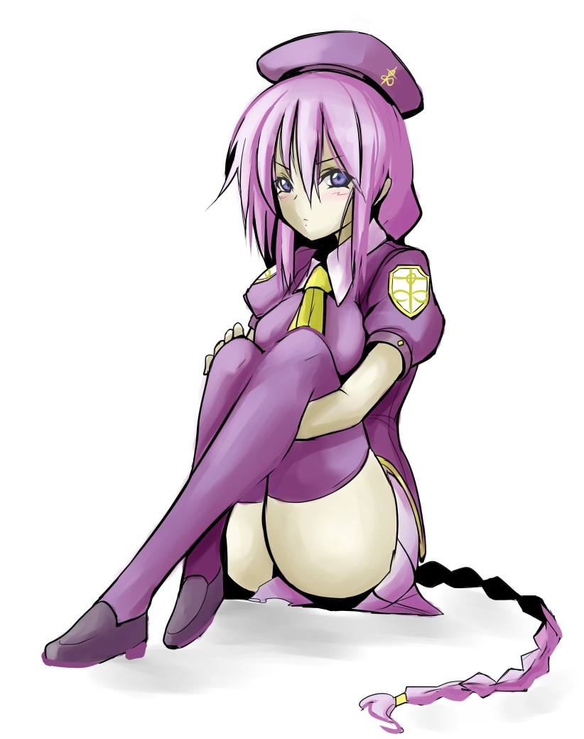 00s, 1girl, badge, beret, blush, braid, female_focus, hat