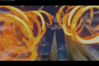 2boys, animated, animated_gif, ball, chinese_text, fire, fire_tornado_dd, fire_tornado_double_drive