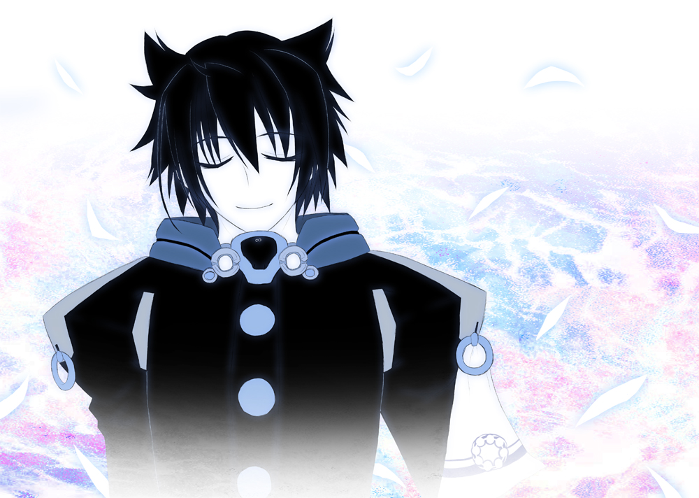 1boy, animal_ears, closed_eyes, kyoukaisenjou_no_horizon, male_focus, monochrome, satomi_yoshiyori, smile, solo