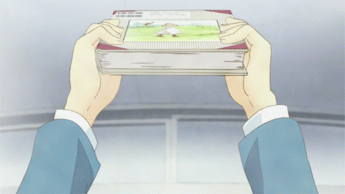 animated, animated_gif, ariga_makoto, black_hair, brown_hair, chiba_saori, gakuran, glasses