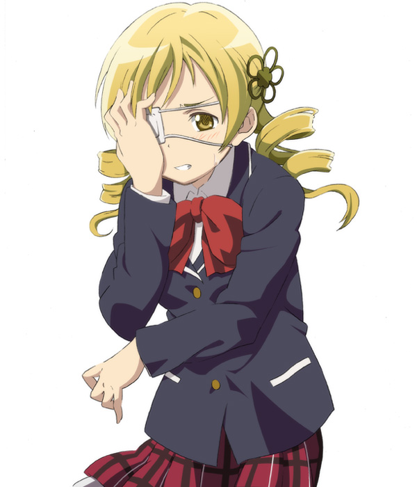 10s, 1girl, blonde_hair, bow, chuunibyou_demo_koi_ga_shitai!, cosplay, drill_hair, eyepatch