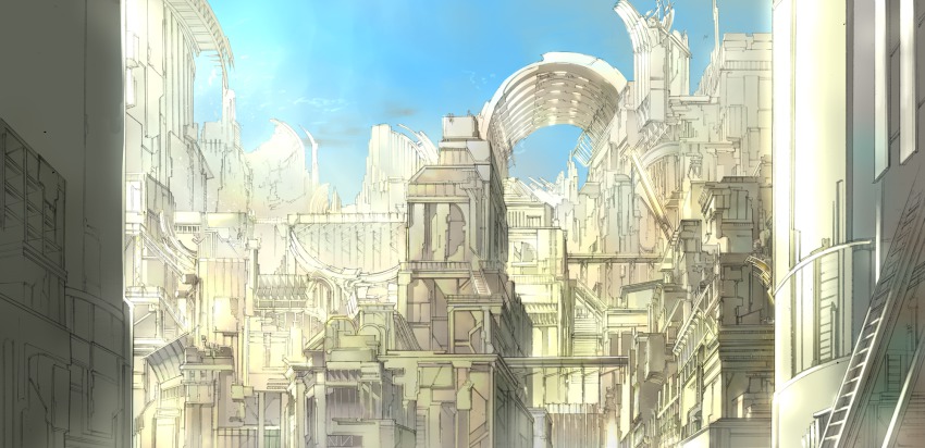 building, city, day, highres, ladder, long_image, no_humans, original