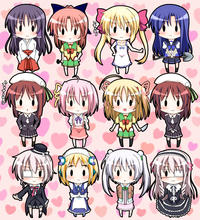 1boy, 6+girls, absolutely_everyone, ahoge, androgynous, asakura_tomoe, ayanokouji_sakuya_(yandere_no_onna_no_ko), blonde_hair