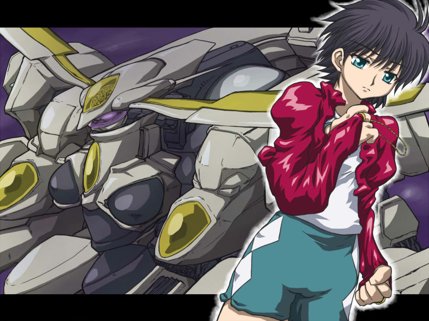 00s, 1girl, androgynous, antenna_hair, black_hair, green_eyes, hiems, idolmaster