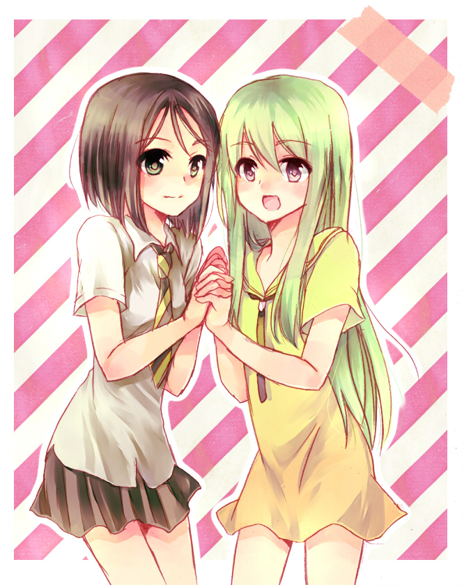 2girls, black_hair, dress, enkidu_(fate), fate/strange_fake, fate/zero, fate_(series), gender_request