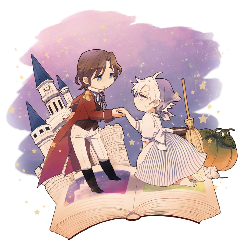 2boys, asami_(highway), broom, bucket, castle, cinderella_(fairy_tale), cinderella_(fairy_tale_character), cinderella_(fairy_tale_character)_(cosplay)