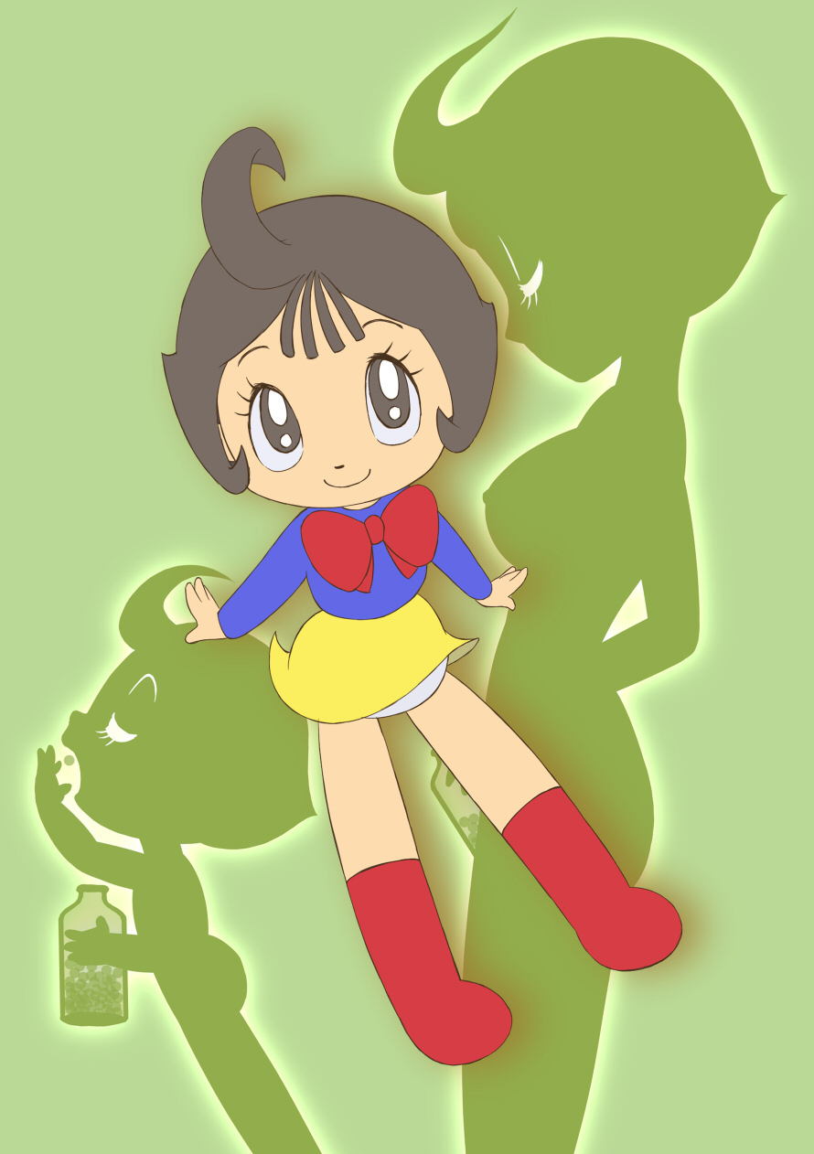 1970s_(style), age_progression, ass, black_eyes, black_hair, boots, breasts, child