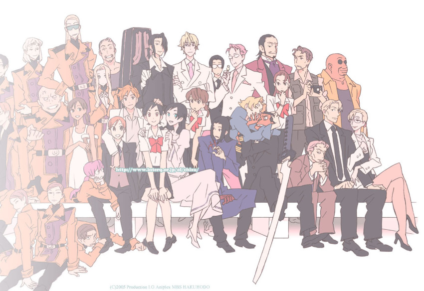 00s, 6+boys, 6+girls, amshel_goldsmith, annotated, archer_(blood+), arm_hug, aston_collins, bald, beard, black_hair, blonde_hair, blood+, blue_eyes, bow, brothers, brown_eyes, brown_hair, camera, candy, chizu_hashii, cigarette, collins, crutch, david, david_(blood+), dimas, diva, diva_(blood+), dress, eating, everyone, facial_hair, food, formal_clothes, ghee_(blood+), gin_(blood+), glasses, green_eyes, gudrif, hagi_(blood+), hashii_chizu, hug, instrument_case, irene_(blood+), jahana_mao, james_ironside, joel_goldschmidt_vi, julia_silverstein, karl_fei-ong, karman, katana, kinjou_kaori, lewis_(blood+), lulu_(blood+), military, military_uniform, miyagusuku_george, miyagusuku_kai, miyagusuku_riku, moses_(blood+), multiple_boys, multiple_girls, mustache, nathan_mahler, necktie, okamura_akihiro, otonashi_saya, pink_hair, pointy_ears, purple_hair, red_eyes, schiff, school_uniform, serafuku, siblings, sisters, skirt, smile, solomon_goldsmith, suit, sunglasses, sword, twins, van_argiano, vest, weapon
