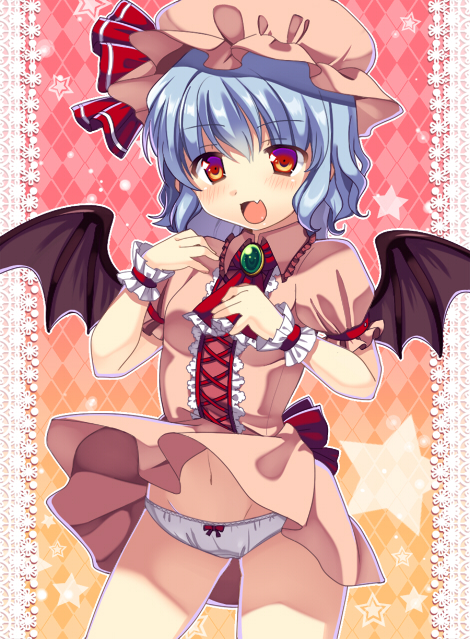 1girl, :d, argyle_background, argyle_clothes, ascot, bad_id, bad_pixiv_id, bat_wings