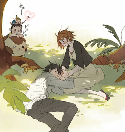 00s, 1boy, 1girl, blush, chiaki_shin'ichi, couple, hetero, lowres