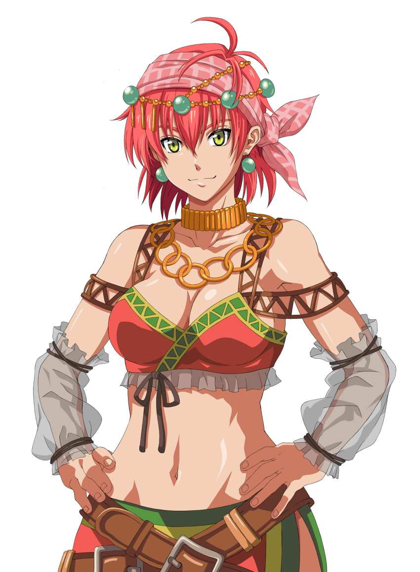 1girl, absurdres, bandana, belt, choker, detached_sleeves, earrings, eida_(eiyuu_densetsu)