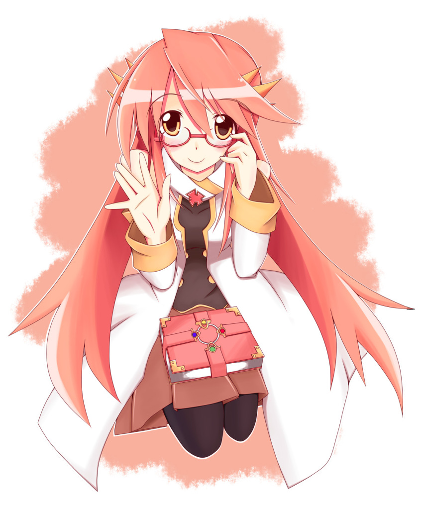 book, coat, detached_sleeves, duel_monster, gagaga_clerk, glasses, hair_ornament, highres