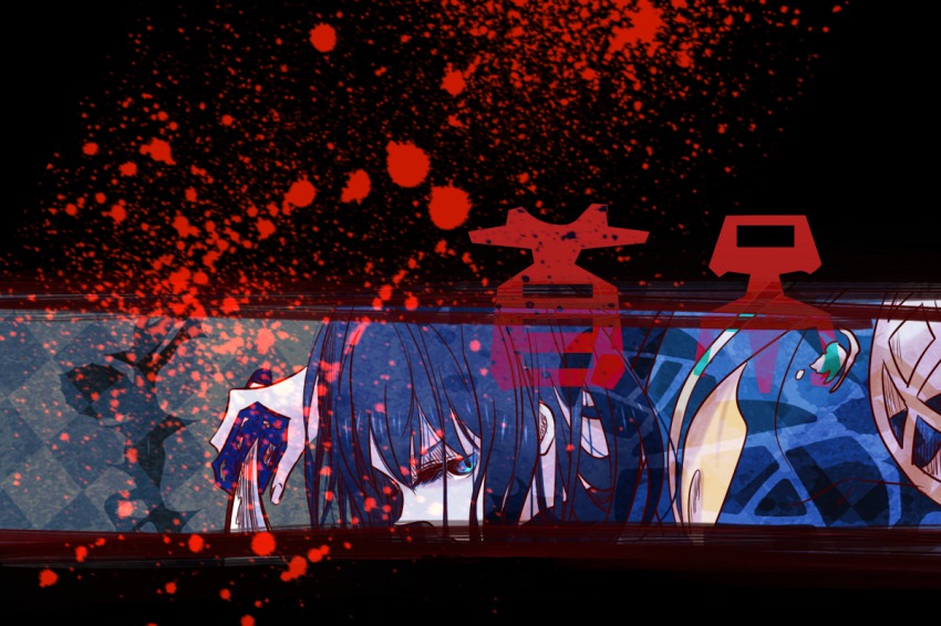 1girl, blue_eyes, blue_hair, female_focus, hagihara_shiogi, hii101, hii_(hii101), long_hair