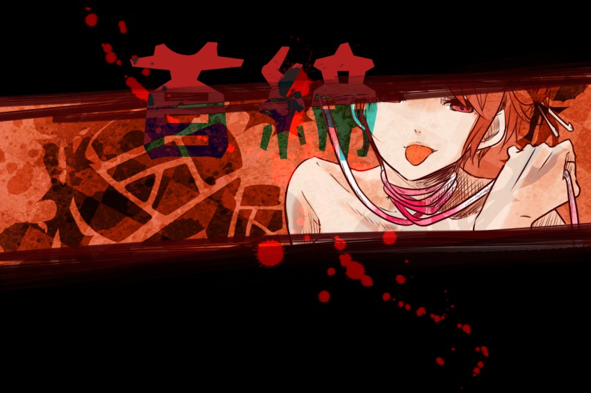 1girl, :p, aoii_mikoko, choker, female_focus, hair_ornament, hii101, hii_(hii101)