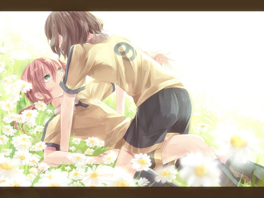 2boys, bad_id, bad_pixiv_id, brown_hair, flower, green_eyes, inazuma_eleven_(series), inazuma_eleven_go