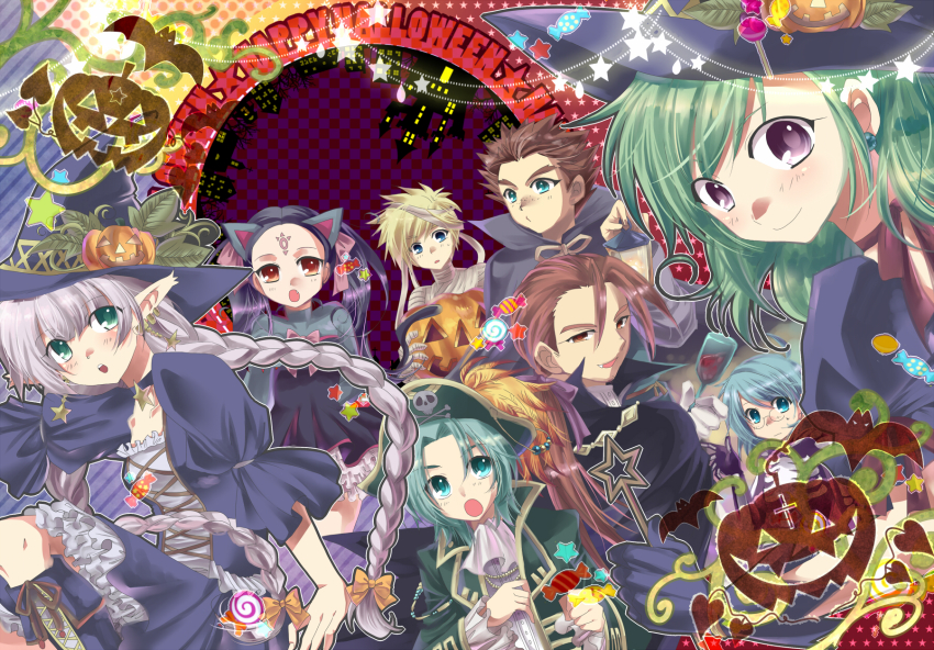 3girls, 5boys, amiti_(golden_sun), eoleo_(golden_sun), golden_sun, golden_sun:_dark_dawn, halloween, hat