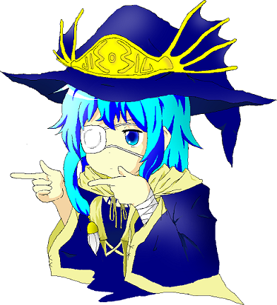 10s, blue_eyes, blue_hair, chuunibyou_demo_koi_ga_shitai!, coat, duel_monster, eyepatch, hat