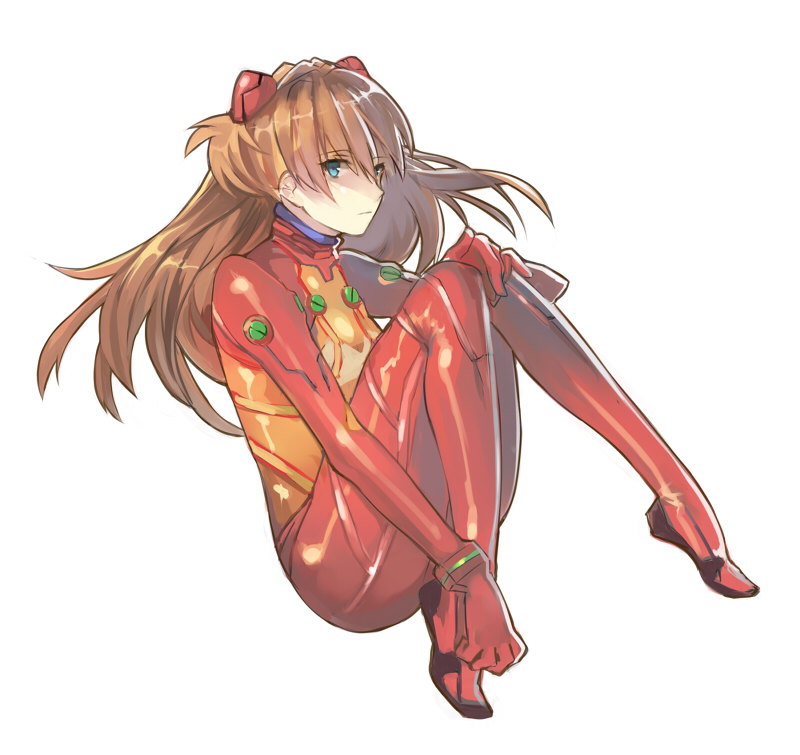 00s, 1girl, blue_eyes, bodysuit, brown_hair, evangelion:_2.0_you_can_(not)_advance, female_focus, fetal_position