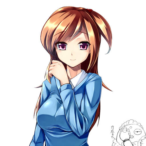 1girl, breasts, brown_hair, jikkyou_powerful_pro_yakyuu, jinaida, large_breasts, long_hair, mechazinaida, mori_tomoko, power_pro-kun_pocket_8, power_pro-kun_pocket, simple_background, smile, white_background