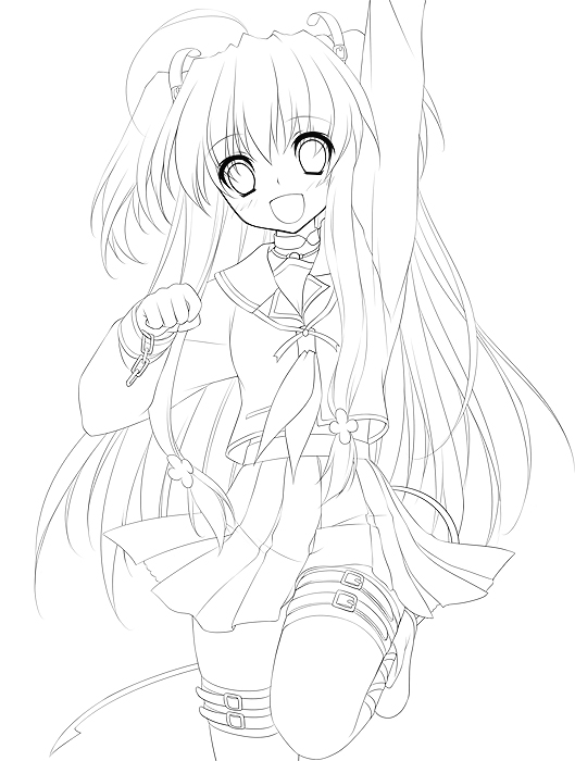 10s, 1girl, angel_beats!, female_focus, greyscale, long_hair, looking_at_viewer, monochrome