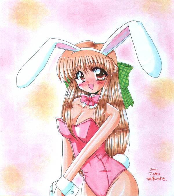 1girl, animal_ears, artist_name, bare_shoulders, blush, bow, bowtie, fake_animal_ears