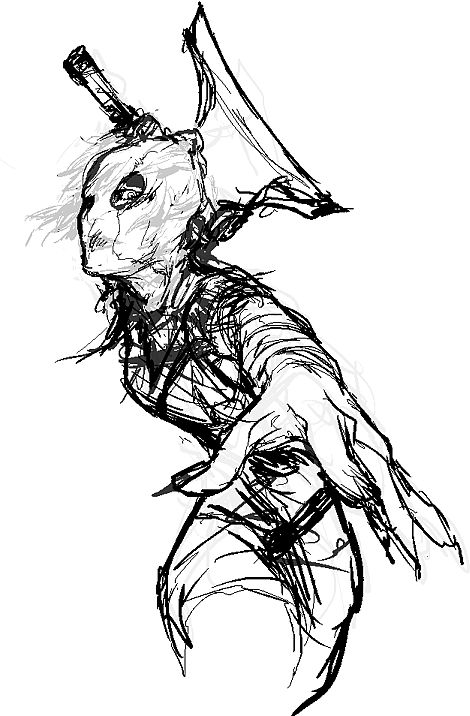 1girl, axe, bad_id, bad_pixiv_id, bag_on_head, bag_over_head, demon's_souls, executioner_miralda