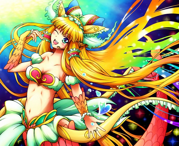 10s, bermuda_triangle, blonde_hair, bow, cardfight!!_vanguard, gloves, green_eyes, hair_bow