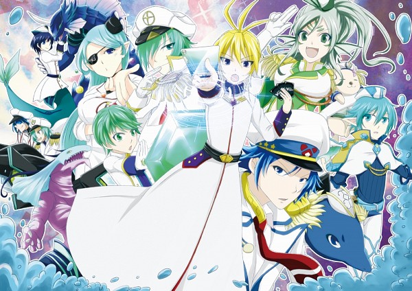 10s, aqua_force, battle_siren_cynthia, battle_siren_dorothea, blonde_hair, blue_eyes, blue_hair, blue_storm_dragon_maelstrom, bubble, cardfight!!_vanguard, cardfight!!_vanguard_(cards), coral_assault, dolphin, dolphin_soldier_of_high_speed_raids, dragon, elf, emerald_shield_paschal, eyepatch, green_eyes, green_hair, hair_ornament, hat, leon_souryuu, medical_officer_of_rainbow_elixer, mermaid, monster_girl, navalgazer_dragon, officer_cadet_of_the_first_battle, otter, pointy_ears, pyroxene_communications_sea_otter_soldier, splash_assault, team_dreadnought, tear_knight_theo, water_general_of_wave-like_spirals_benedict