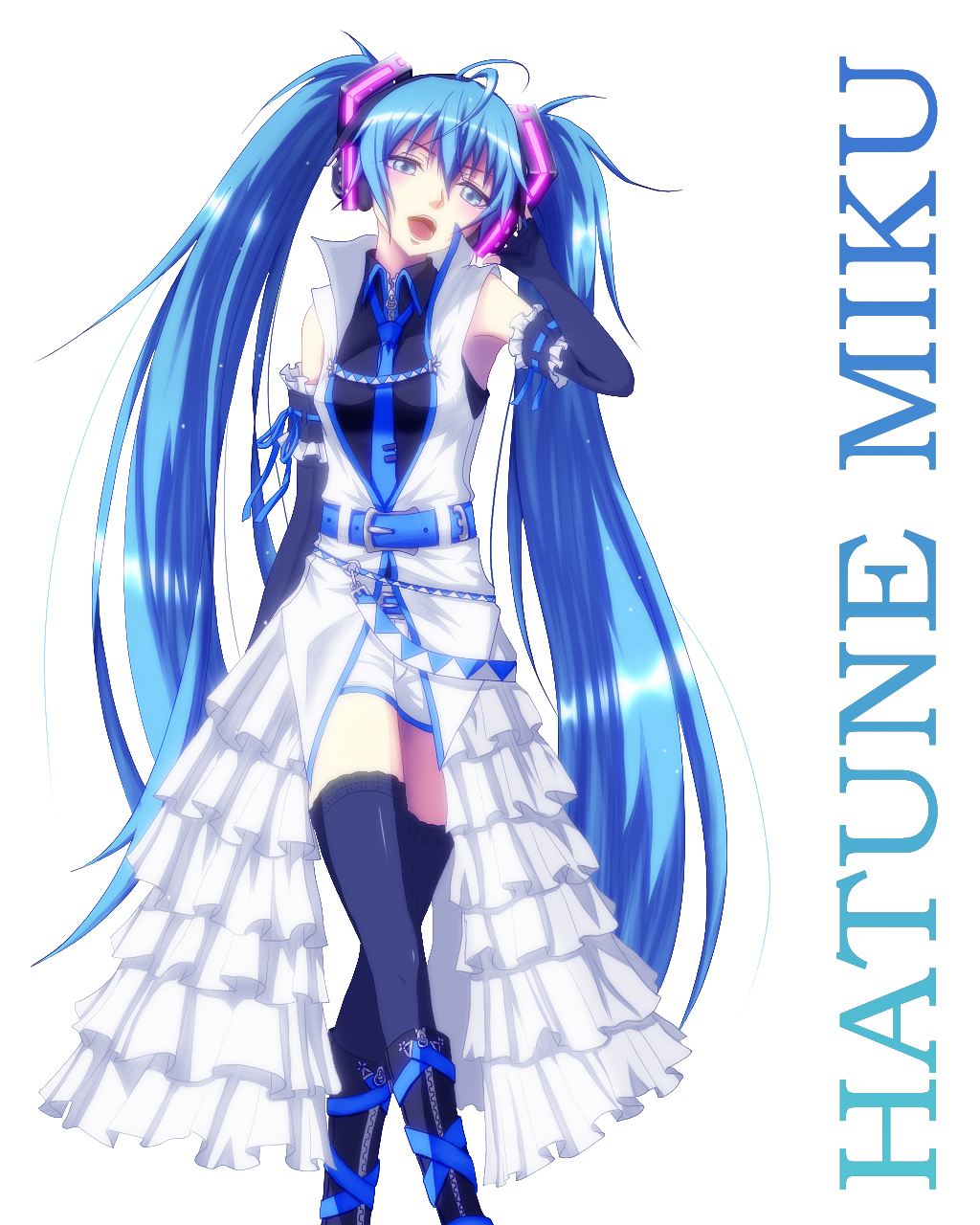 belt, blue_eyes, blue_hair, boots, daburu, detached_sleeves, hatsune_miku, highres