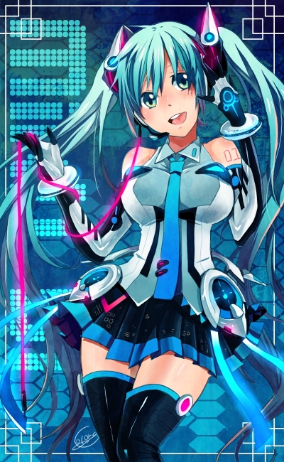 1girl, amatsuki_colors, aqua_eyes, aqua_hair, elbow_gloves, female_focus, gloves, hatsune_miku