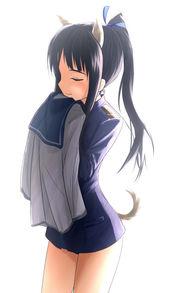 1girl, animal_ears, bad_id, bad_pixiv_id, black_hair, catocala, closed_eyes, female_focus
