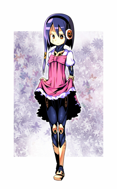 1girl, alternate_costume, android, android_(sekaiju), atlus, brown_eyes, cable, clothes_lift