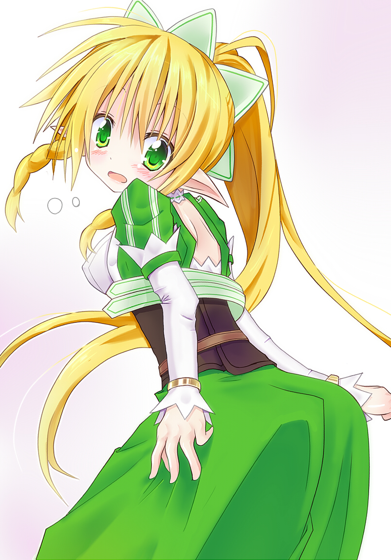 10s, blonde_hair, blush, green_eyes, jyon1008, leafa_(sao), long_hair, pointy_ears