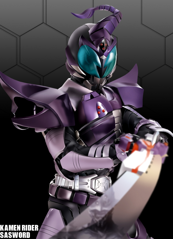 1boy, belt, character_name, kamen_rider, kamen_rider_kabuto_(series), kamen_rider_sasword, male_focus, maru_(maru1105)