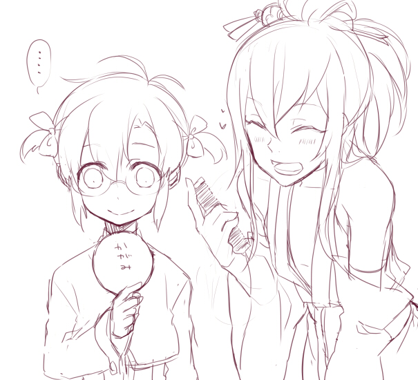 ..., 2boys, ^_^, alternate_hairstyle, amane_nishiki, arc_system_works, bare_shoulders, blazblue