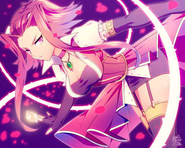 breasts, cleavage, izayoi_aki, red_hair, tagme, yamori_(ymrr), yu-gi-oh!, yu-gi-oh!_5d's