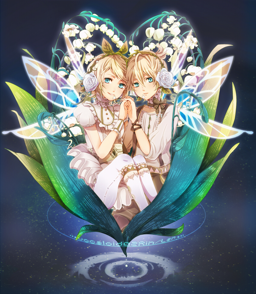 1boy, 1girl, bad_id, bad_pixiv_id, blonde_hair, blue_eyes, brother_and_sister, choker