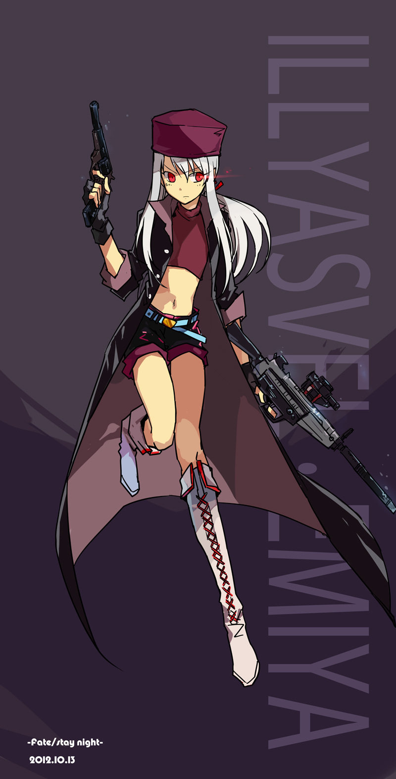 1girl, aged_up, belt, boots, crop_top, fate/stay_night, fate_(series), female_focus