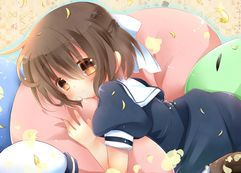 00s, 1girl, bad_id, bad_pixiv_id, brown_eyes, brown_hair, clannad, dango_daikazoku