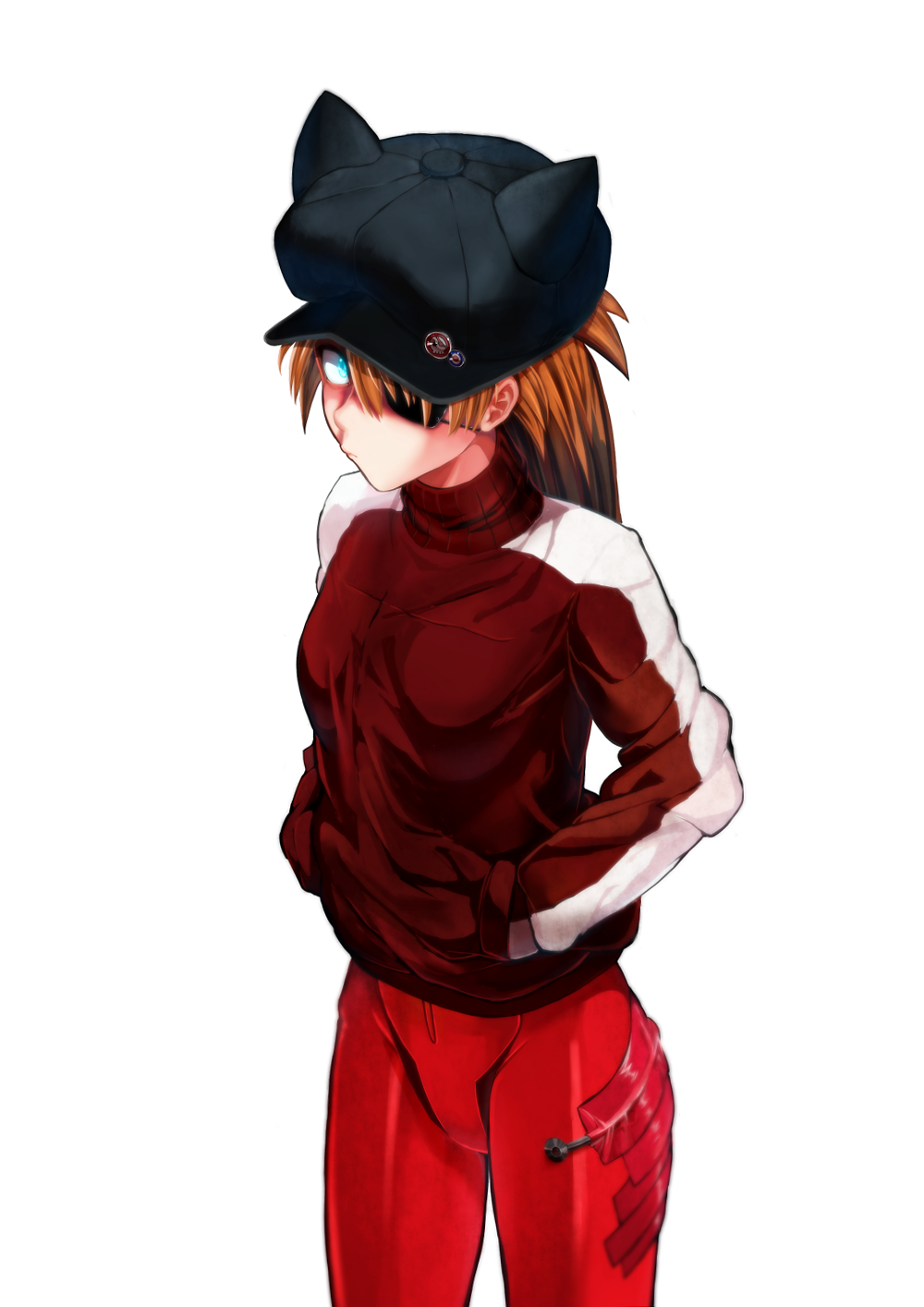 10s, 1girl, animal_hat, blue_eyes, cat_hat, evangelion:_3.0_you_can_(not)_redo, eyepatch, female_focus