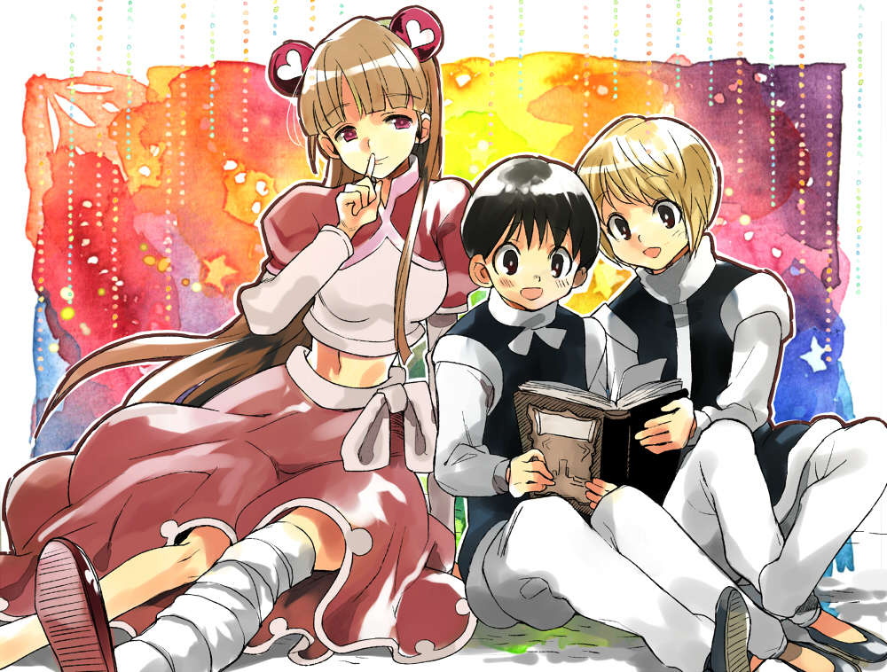 bandages, book, hunter_x_hunter, kurapika, pairo, sheila_(hunter_x_hunter)