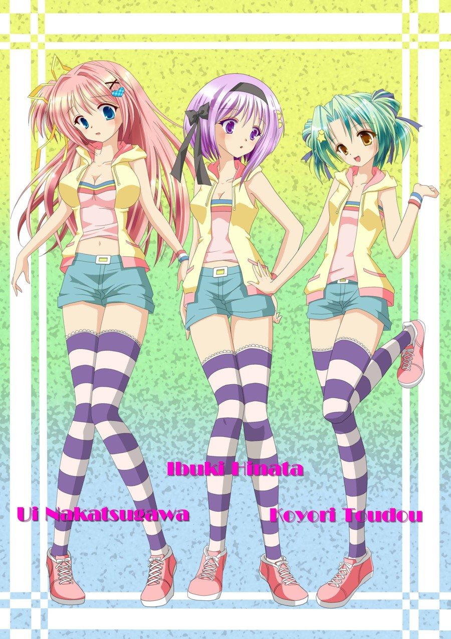 10s, bell, blue_eyes, character_name, green_hair, hair_ornament, heart, highres