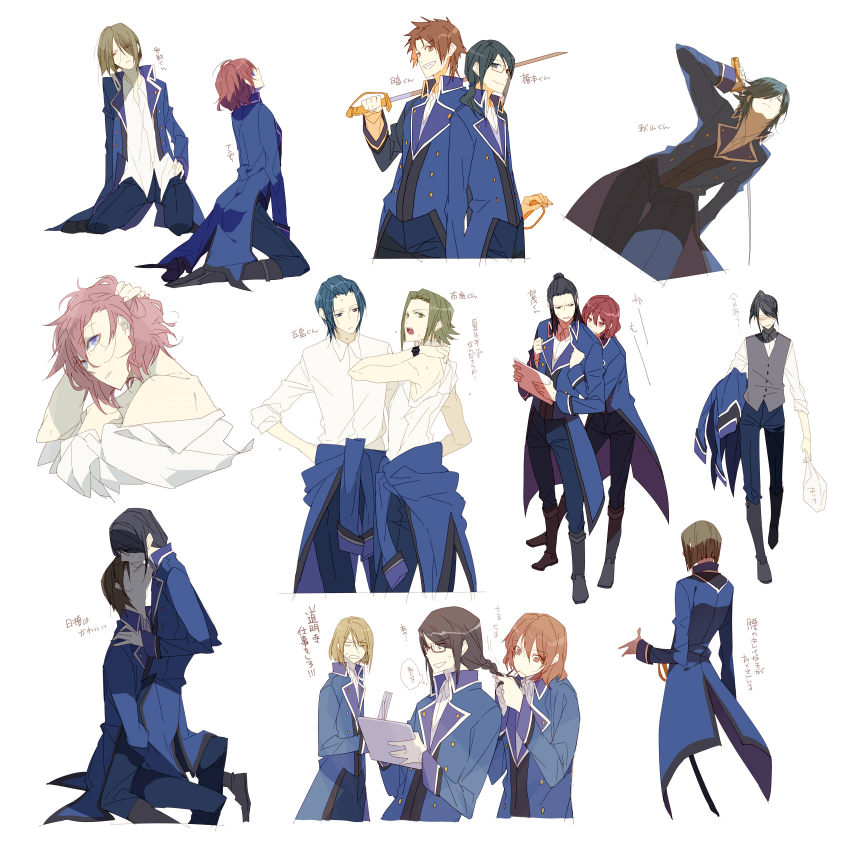 akiyama_himori, benzai_yuujirou, black_hair, blue_hair, brown_hair, domyoji_andy, enomoto_tatsuya, fuse_daiki