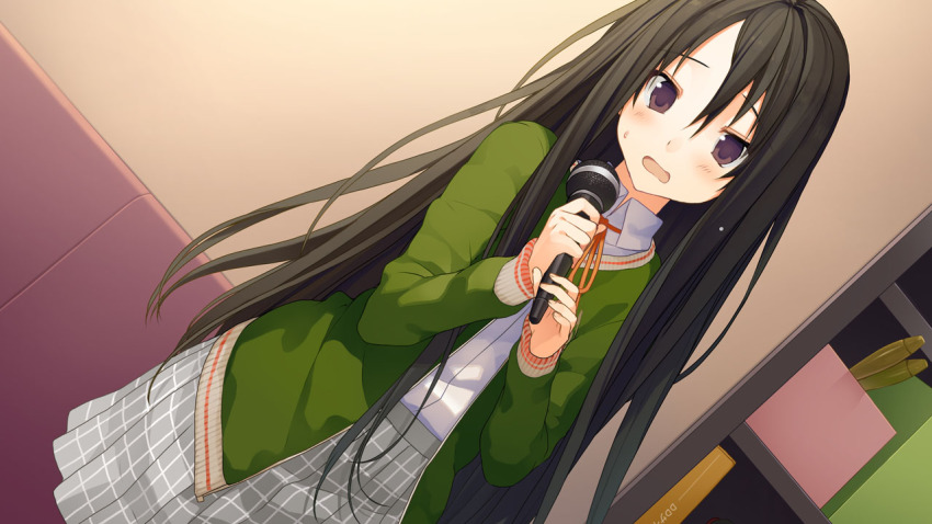 1girl, akinashi_yuu, black_hair, blush, dutch_angle, female_focus, fingernails, game_cg