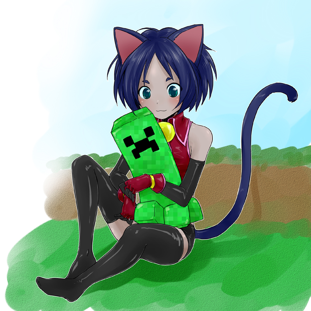 1boy, :3, animal_ears, aqua_eyes, black_legwear, blue_eyes, cat_boy, cat_ears