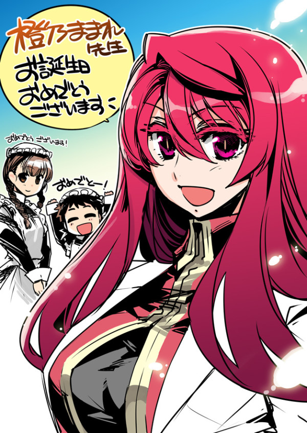 10s, 3girls, ^_^, braid, breasts, brown_eyes, brown_hair, closed_eyes