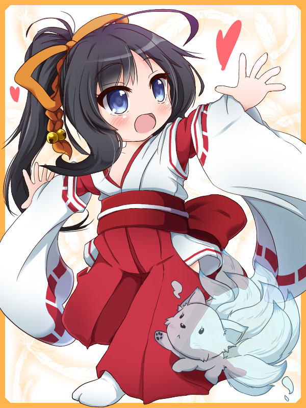 10s, 1girl, :d, ahoge, amatsuka_mizuki, baby_princess, black_hair, blue_eyes