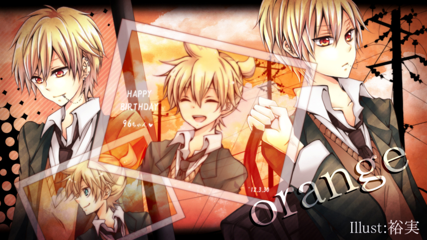 1boy, 1girl, 96neko, hiromi_(pico_milk), indie_utaite, kagamine_len, niconico, orange_(vocaloid)