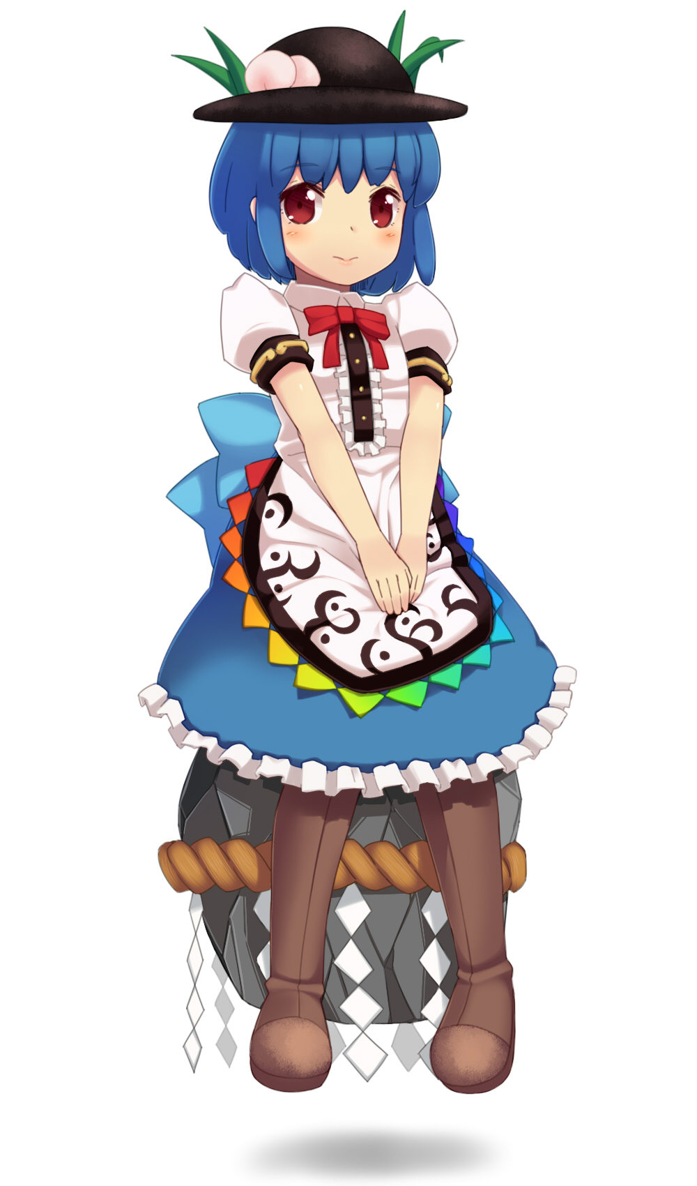 1girl, alternate_hair_length_(shorter), alternate_hairstyle, bad_id, bad_pixiv_id, blue_hair, blush, boots
