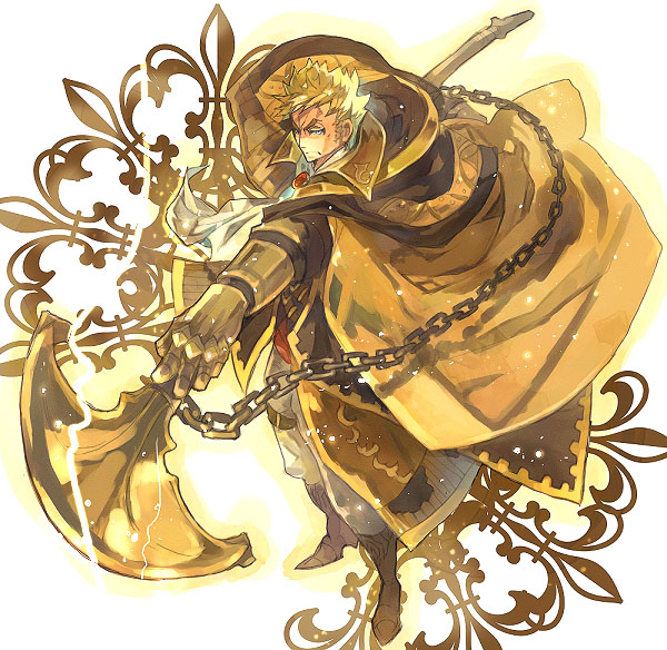1boy, armor, blonde_hair, chain, langrey, prince, rk_(azukiuguisu), staff
